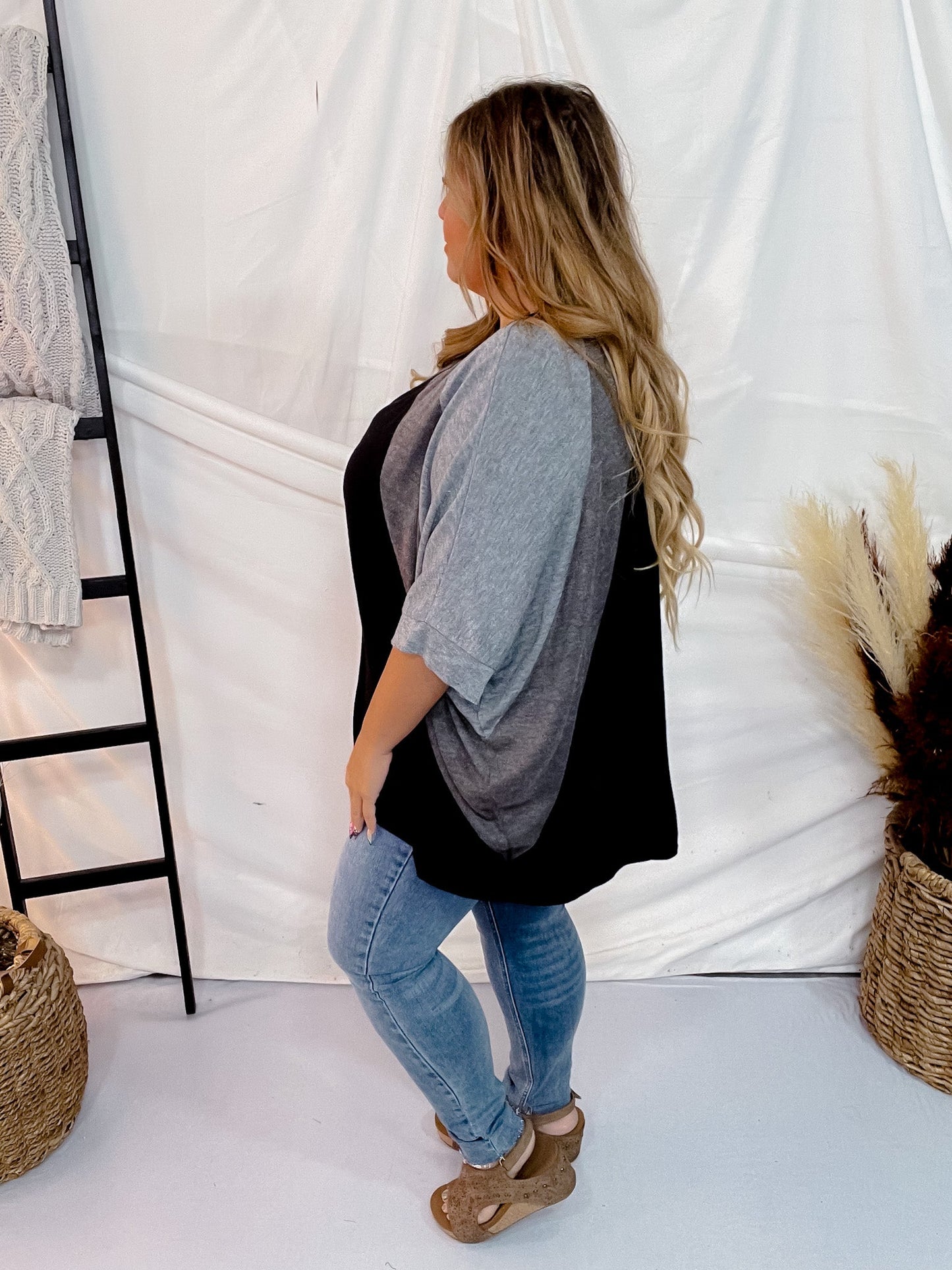 Black Drop Sleeve Poncho Top - Whiskey Skies - ANDREE BY UNIT