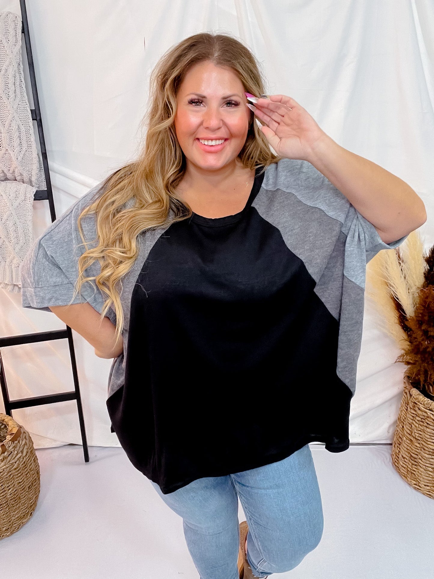 Black Drop Sleeve Poncho Top - Whiskey Skies - ANDREE BY UNIT