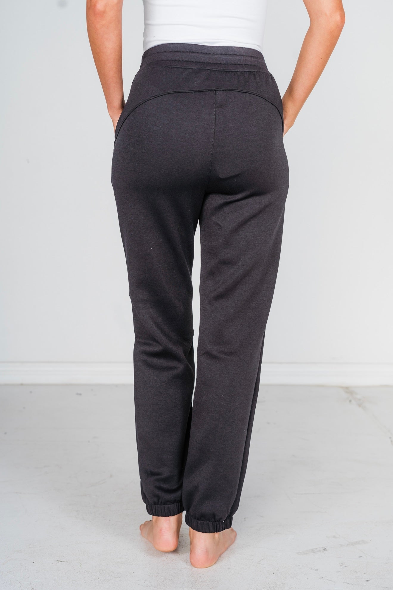 Black Elastic Waist Joggers - Whiskey Skies - DEAR SCARLETT