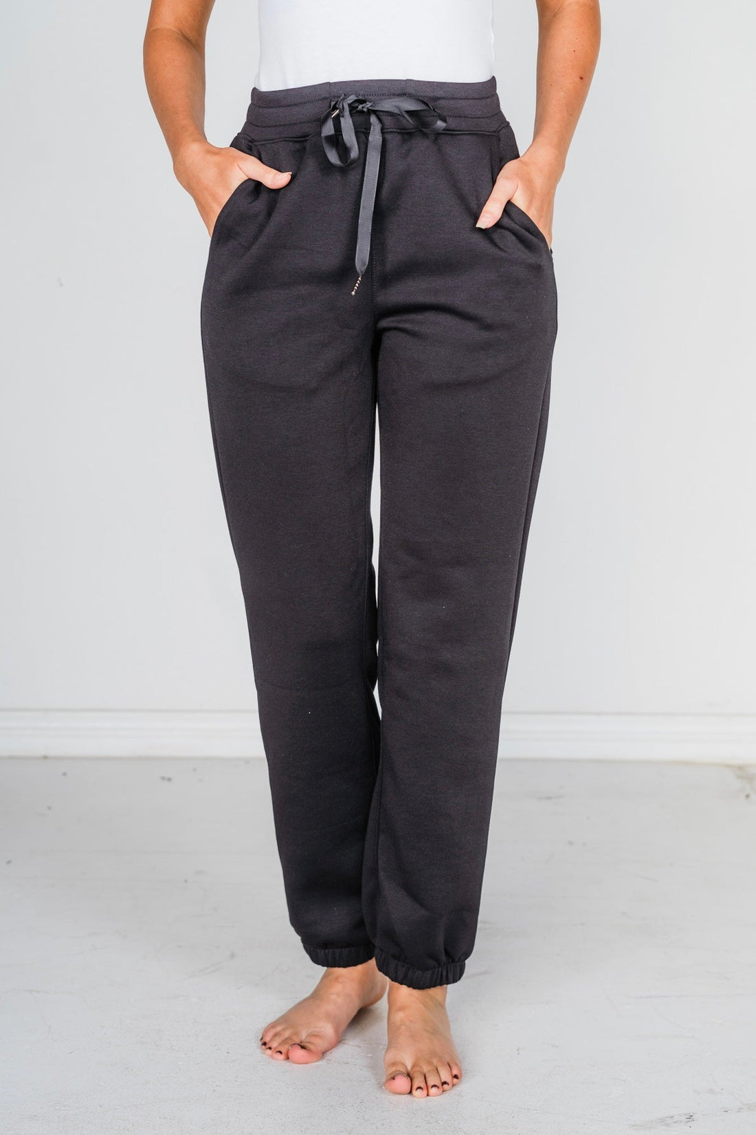 Black Elastic Waist Joggers - Whiskey Skies - DEAR SCARLETT