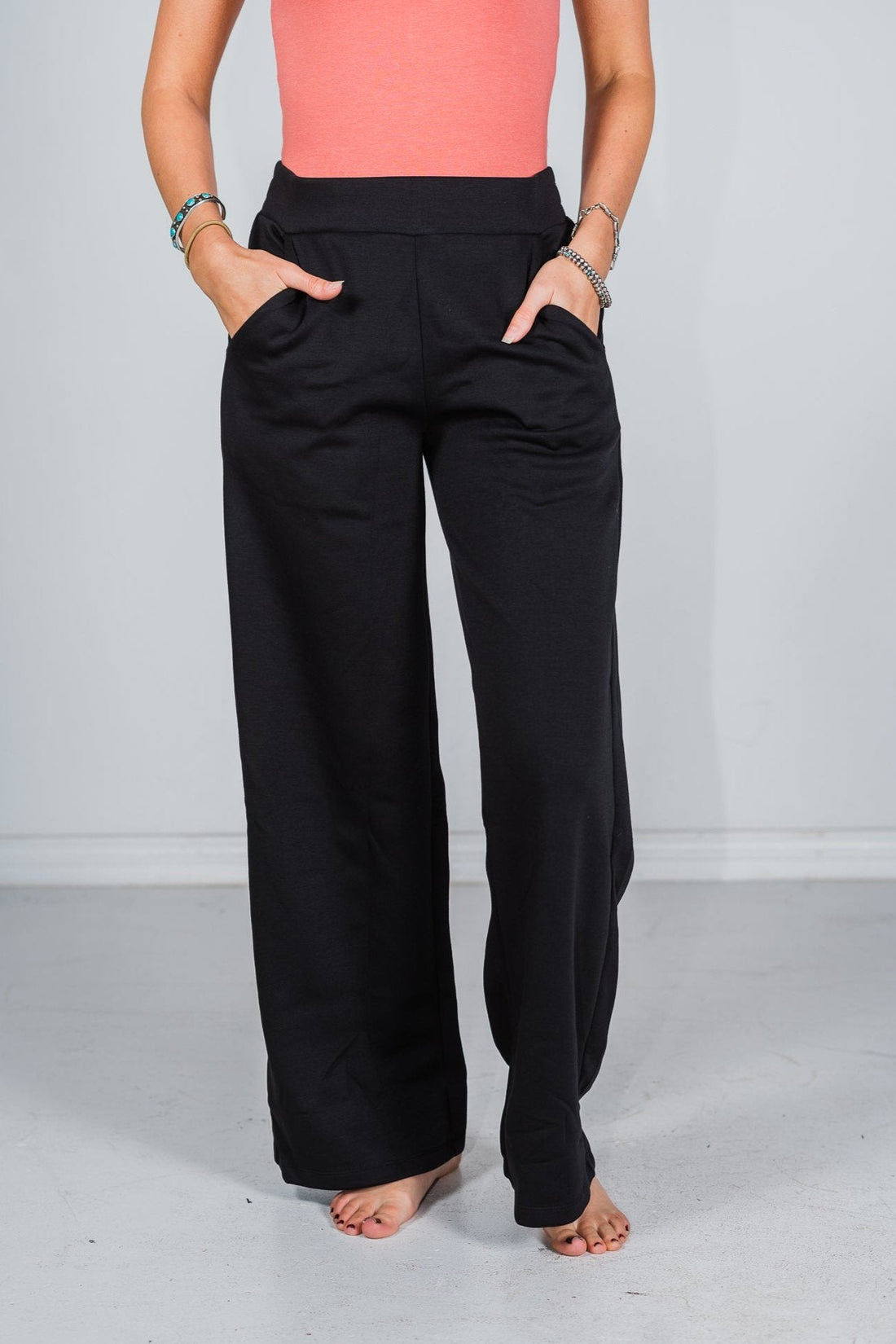 Black Elastic Waist Modal Pants - Whiskey Skies - DEAR SCARLETT