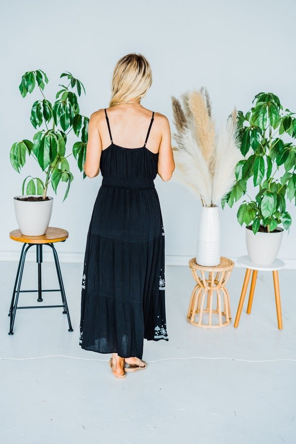 Black Embroidered Maxi Dress - Whiskey Skies - ANDREE BY UNIT