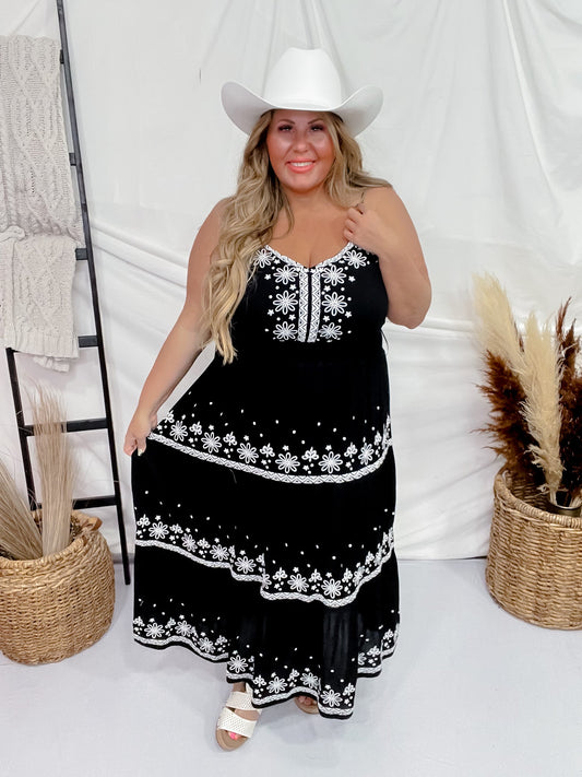 Black Embroidered Maxi Dress - Whiskey Skies - ANDREE BY UNIT