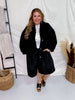 Black Faux Fur Coat with Braided Detailing - Whiskey Skies - DAVI & DANI