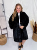 Black Faux Fur Coat with Braided Detailing - Whiskey Skies - DAVI & DANI