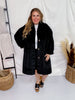 Black Faux Fur Coat with Braided Detailing - Whiskey Skies - DAVI & DANI