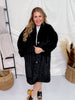 Black Faux Fur Coat with Braided Detailing - Whiskey Skies - DAVI & DANI