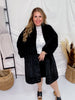 Black Faux Fur Coat with Braided Detailing - Whiskey Skies - DAVI & DANI