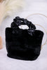 Black Faux Fur Purse with Satin Strap - Whiskey Skies - COCO + CARMEN