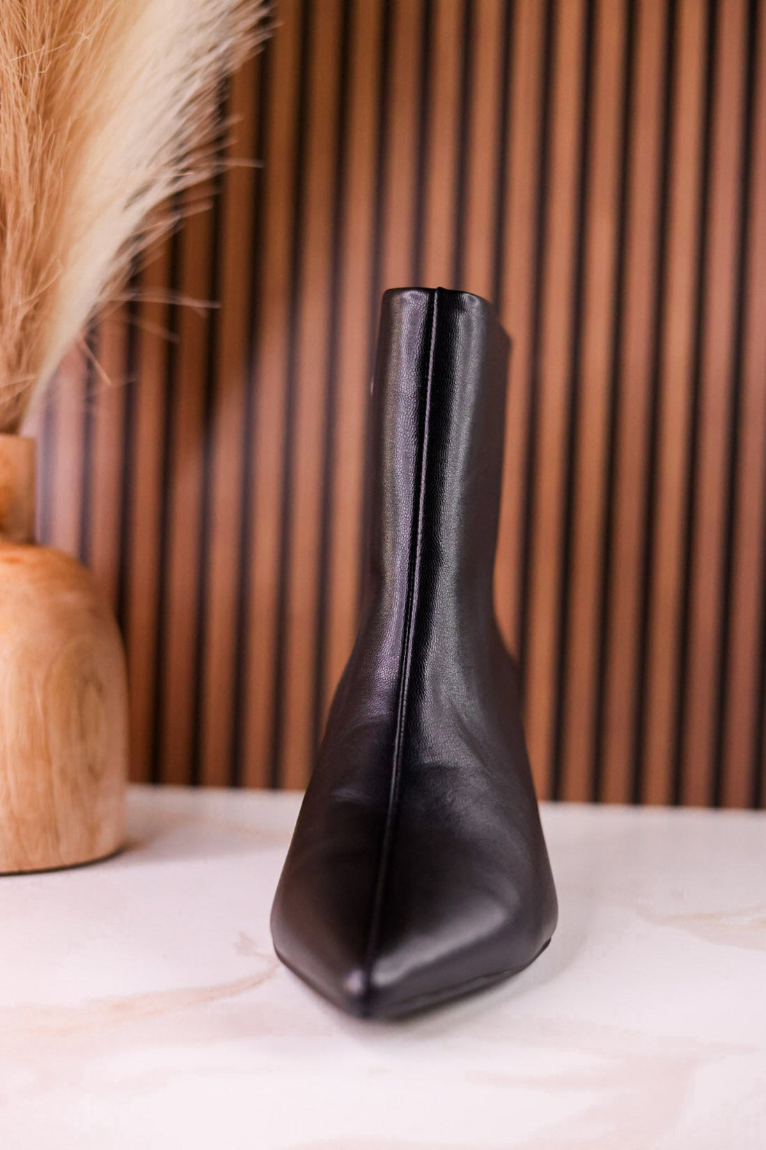 Black Faux Leather Pointed Toe Kitten Heel Ankle Boots - Whiskey Skies - CORKYS FOOTWEAR