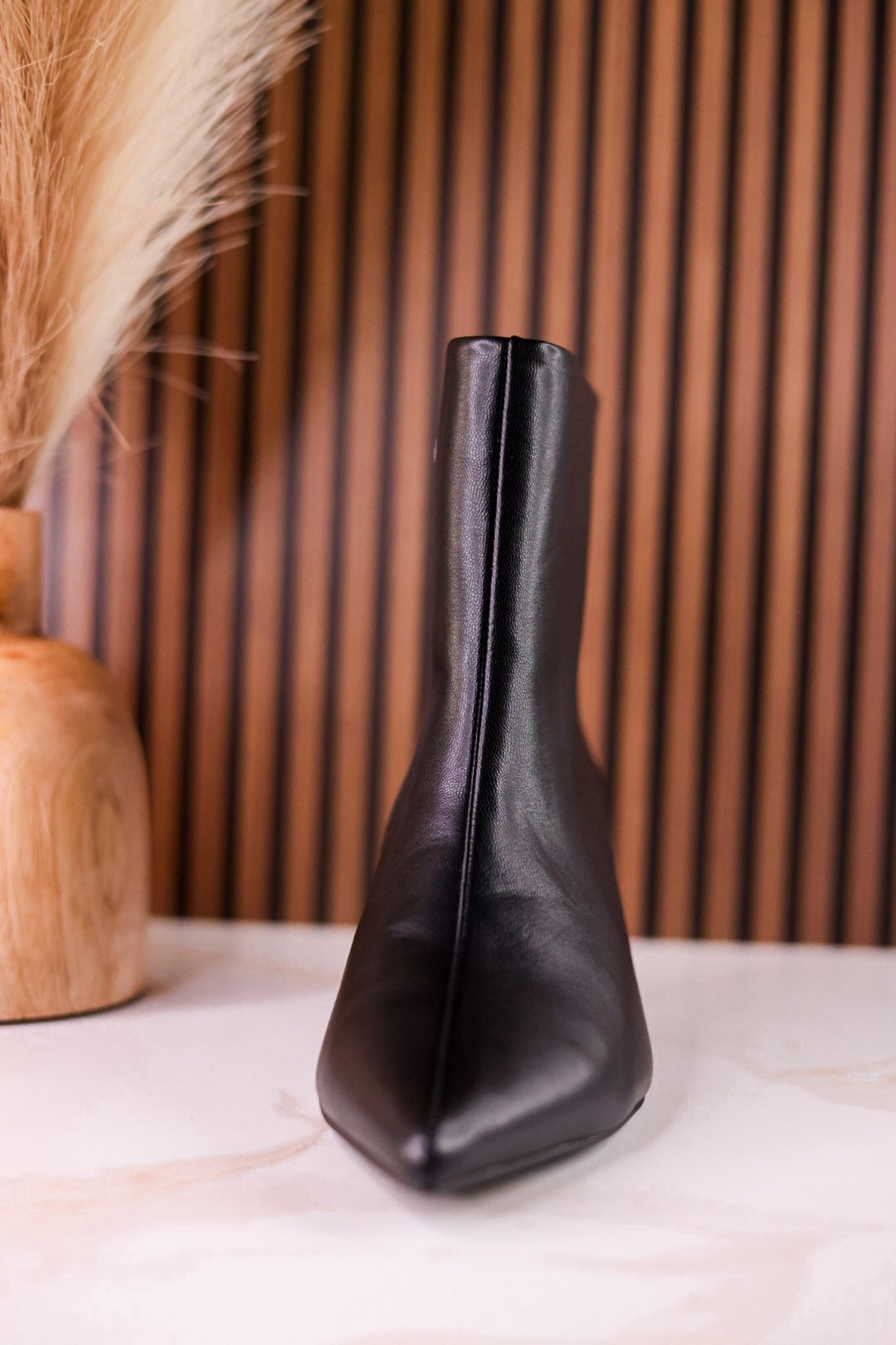 Black Faux Leather Pointed Toe Kitten Heel Ankle Boots - Whiskey Skies - CORKYS FOOTWEAR