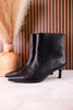 Black Faux Leather Pointed Toe Kitten Heel Ankle Boots - Whiskey Skies - CORKYS FOOTWEAR