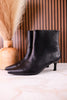Black Faux Leather Pointed Toe Kitten Heel Ankle Boots - Whiskey Skies - CORKYS FOOTWEAR