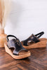 Black Faux Leather Wedges With Stitching - Whiskey Skies - CORKYS FOOTWEAR