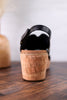 Black Faux Leather Wedges With Stitching - Whiskey Skies - CORKYS FOOTWEAR