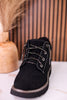 Black Faux Suede Ankle Boots With Rhinestone Laces - Whiskey Skies - VERY G