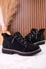 Black Faux Suede Ankle Boots With Rhinestone Laces - Whiskey Skies - VERY G