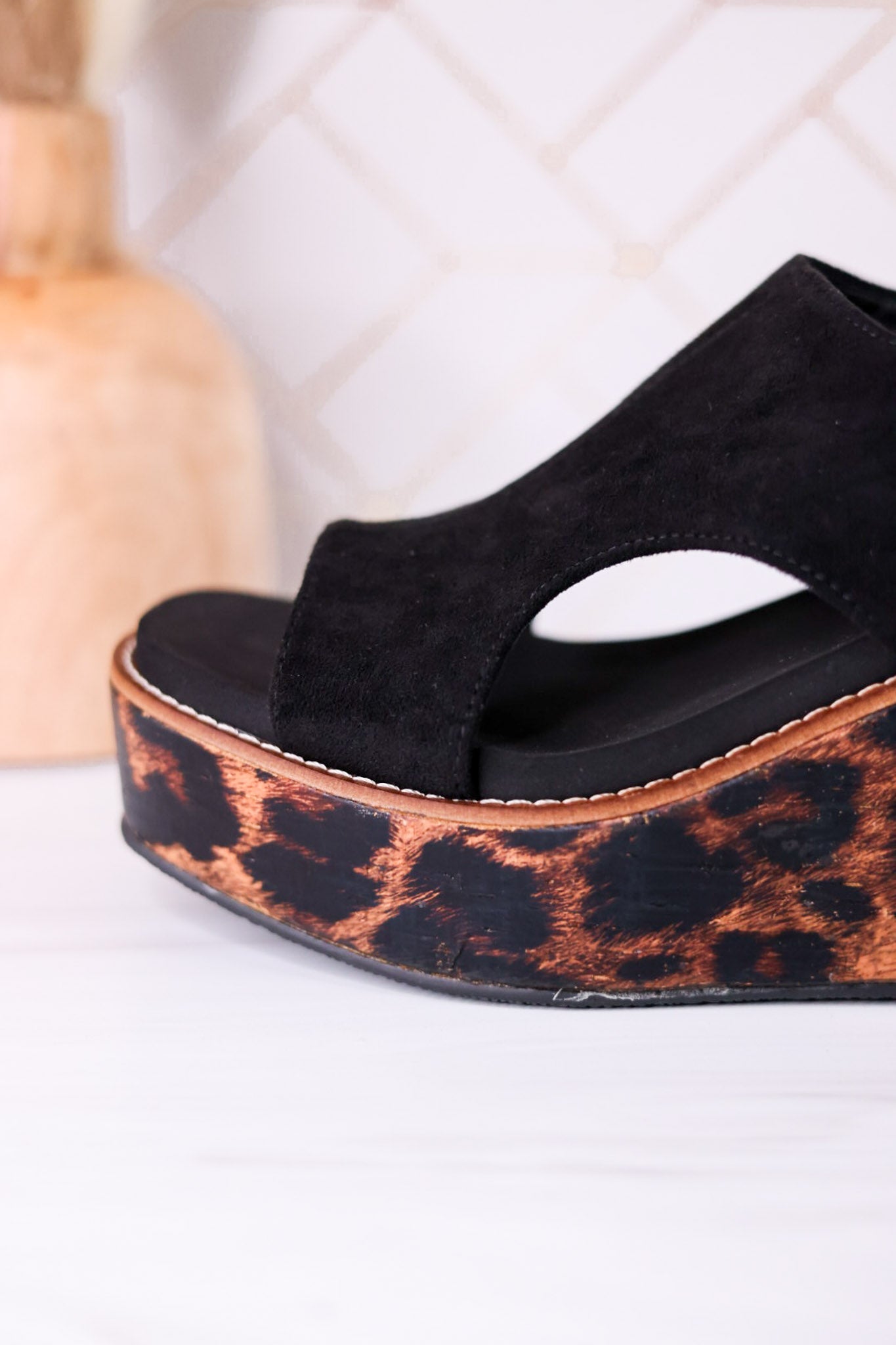 Black Faux Suede Freddie Wedge Sandals - Whiskey Skies - CORKYS FOOTWEAR