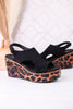 Black Faux Suede Freddie Wedge Sandals - Whiskey Skies - CORKYS FOOTWEAR