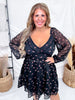 Black Floral Print Dress With Bubble Sleeves & Lace Piping - Whiskey Skies - POLAGRAM + BAEVELY