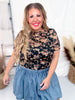Black Floral Print Short Sleeve Mesh Layering Top - Whiskey Skies - DAVI & DANI