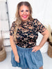 Black Floral Print Short Sleeve Mesh Layering Top - Whiskey Skies - DAVI & DANI