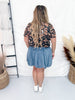 Black Floral Print Short Sleeve Mesh Layering Top - Whiskey Skies - DAVI & DANI