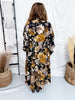 Black Floral Shirt Dress With Pleated Bodice - Whiskey Skies - ODDI