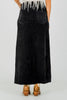 Black Front Slit Stretch Fabric Skirt - Whiskey Skies - JADE BY JANE