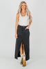 Black Front Slit Stretch Fabric Skirt - Whiskey Skies - JADE BY JANE