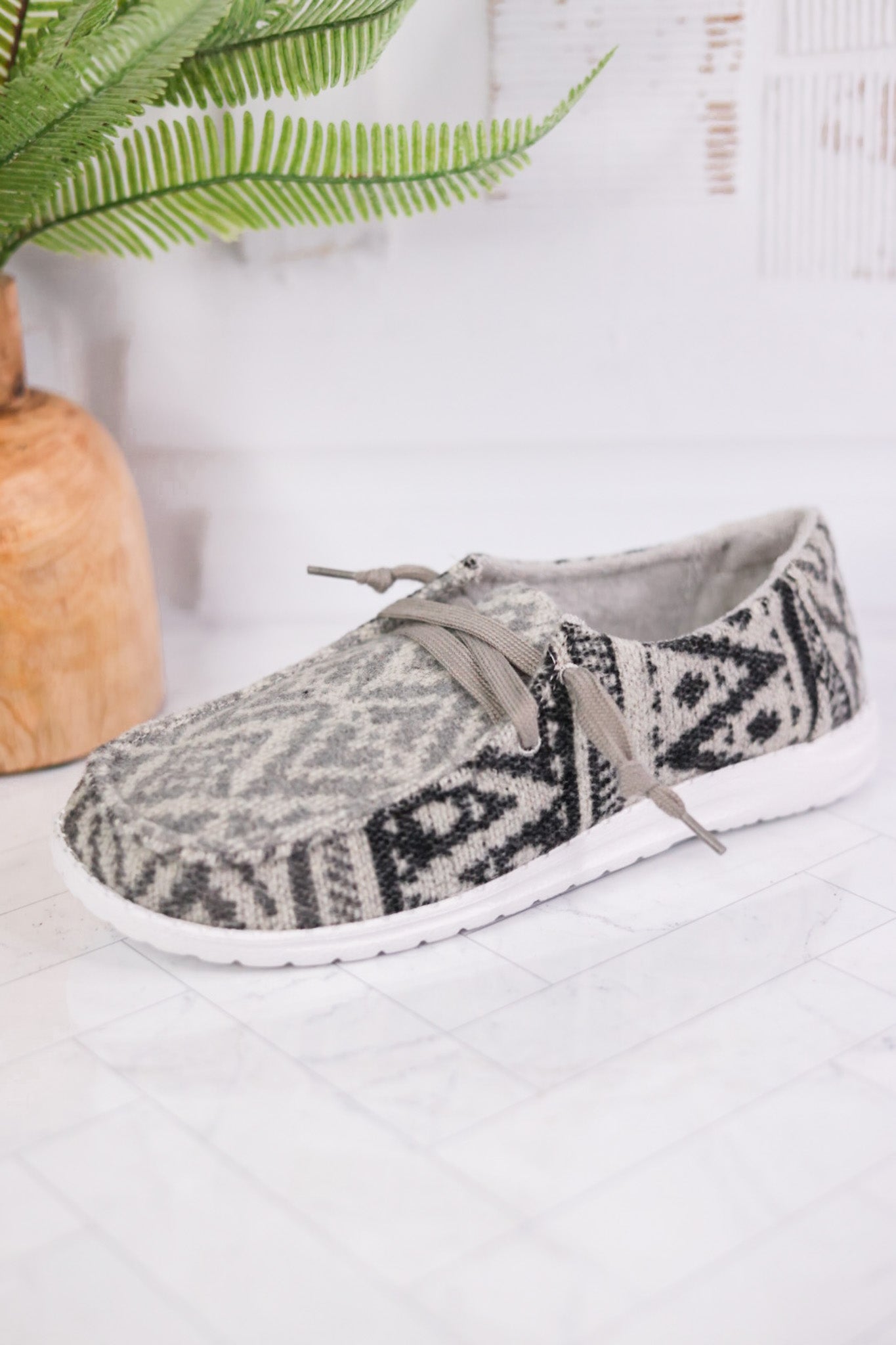 Black, Grey & White Contrasting Boho Sneakers - Whiskey Skies - VERY G