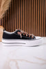Black "Harmon" Sneakers With Leopard Print & Rhinestone Laces - Whiskey Skies - VERY G