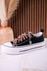 Black "Harmon" Sneakers With Leopard Print & Rhinestone Laces - Whiskey Skies - VERY G