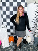 Black Hoodie With Half Zip and Pink Checkerboard Accents - Whiskey Skies - SHIRLEY & STONE