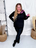 Black Hoodie With Half Zip and Pink Checkerboard Accents - Whiskey Skies - SHIRLEY & STONE