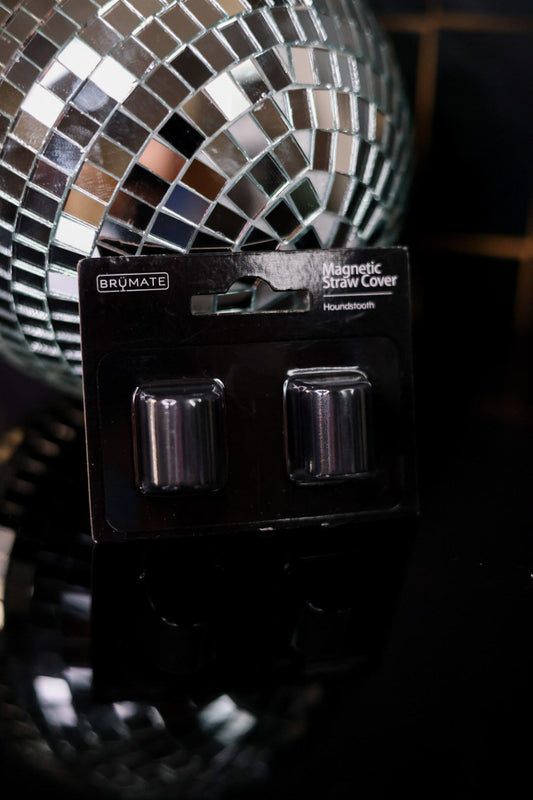 Black Houndstooth Magnetic Straw Covers - Whiskey Skies - BRUMATE