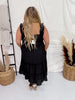 Black Jacquard Checker Print Tiered Midi Dress - Whiskey Skies - DAVI & DANI