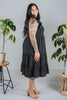 Black Jacquard Checker Print Tiered Midi Dress - Whiskey Skies - DAVI & DANI