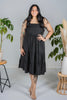 Black Jacquard Checker Print Tiered Midi Dress - Whiskey Skies - DAVI & DANI