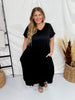 Black Jersey Knit V - Neck Maxi Dress - Whiskey Skies - ENTRO