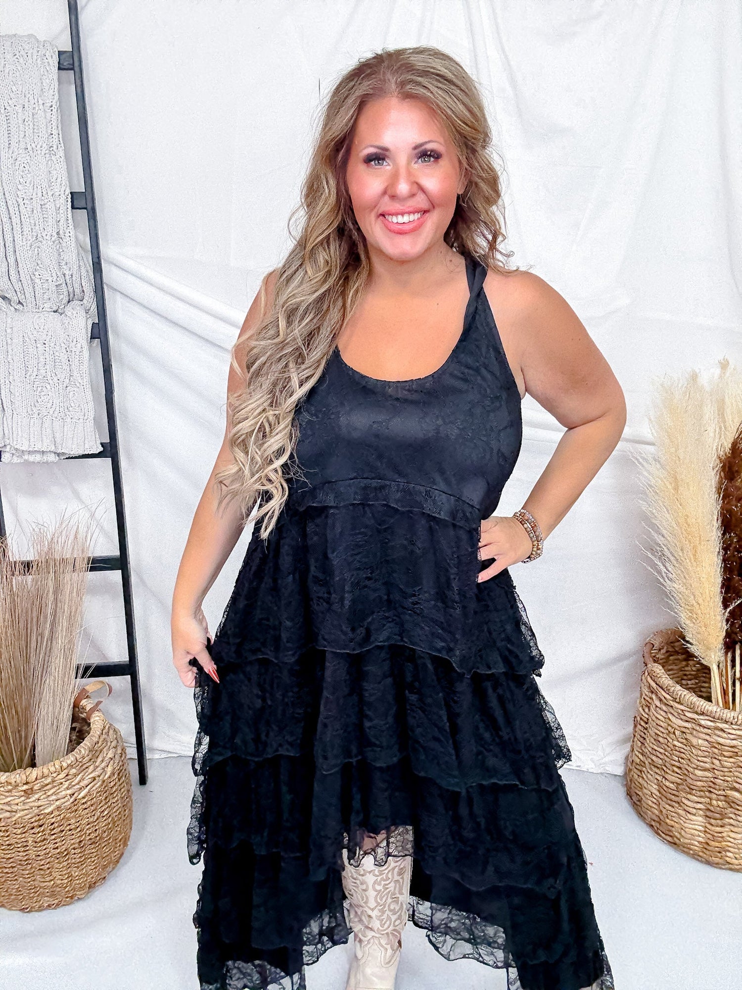 plus size black high low dress 24seven Comfort Apparel with Pockets Party Dress-Black-2X V Neck 5 Plus Size - Festi Mesh