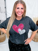 Black Leopard Print Tee With Sequin Heart Appliques - Whiskey Skies - SOUTHERN BELLE