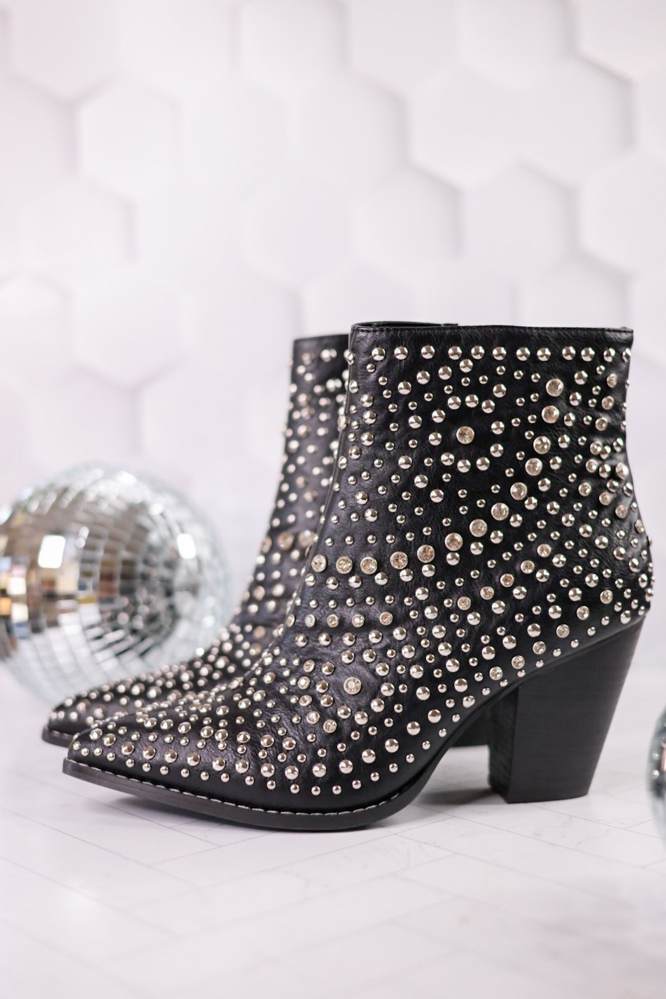 Black Line Dance Rhinestone Booties - Whiskey Skies - CORKYS FOOTWEAR