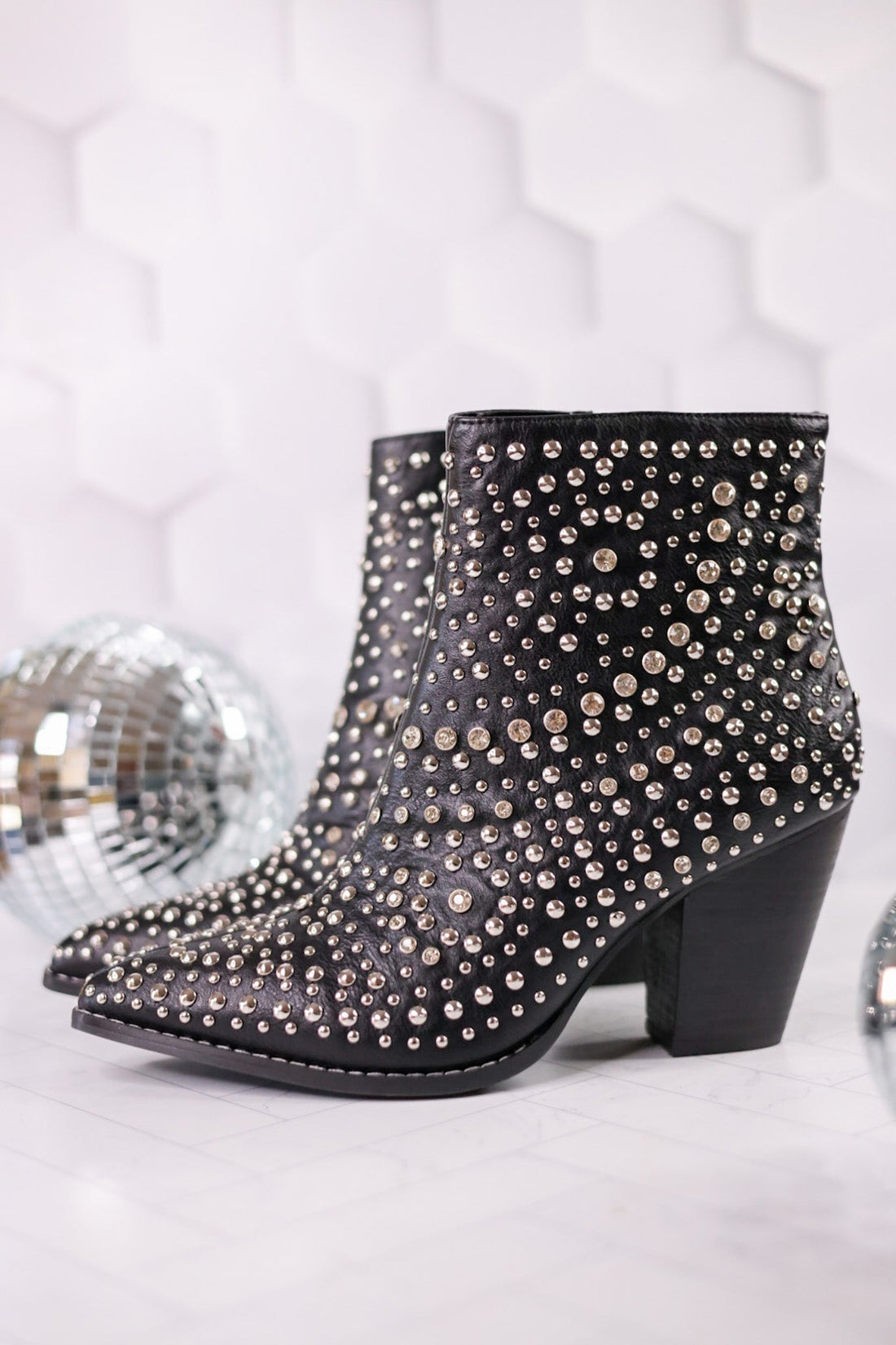 Black Line Dance Rhinestone Booties - Whiskey Skies - CORKYS FOOTWEAR