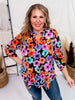 Black Lizzy Top with Bright Floral Pattern - Whiskey Skies - DEAR SCARLETT