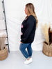 Black Long Sleeve Crew Neck Top W/ Glittery Pumpkin Patches - Whiskey Skies - SOUTHERN GRACE