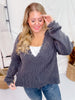 Black Long Sleeve Distressed Sweater - Whiskey Skies - KORI AMERICA