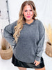 Black Long Sleeve Pullover W/ Pearl Stud Details - Whiskey Skies - WHITE BIRCH