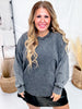 Black Long Sleeve Pullover W/ Pearl Stud Details - Whiskey Skies - WHITE BIRCH