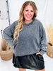 Black Long Sleeve Pullover W/ Pearl Stud Details - Whiskey Skies - WHITE BIRCH